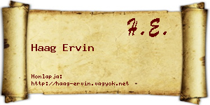 Haag Ervin névjegykártya